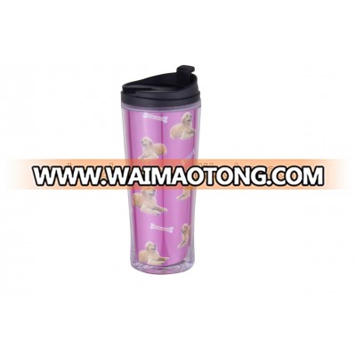 100% BPA Free promotional plastic PS coffee cup in double wall, PS reusable coffee mug